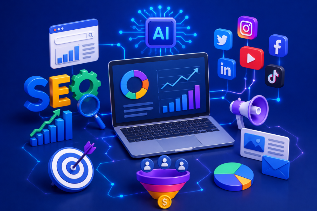 Modern Digital Marketing Blueprint: SEO, Social Media, AI & Conversion Optimization